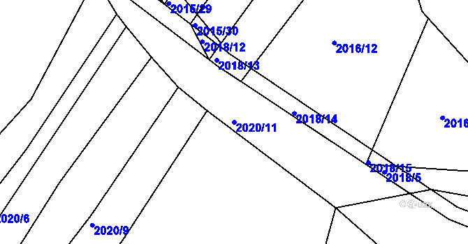Parcela st. 2020/11 v KÚ Bylnice, Katastrální mapa