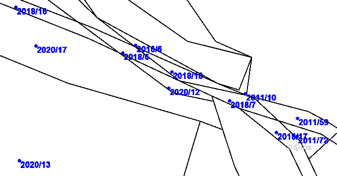 Parcela st. 2020/12 v KÚ Bylnice, Katastrální mapa