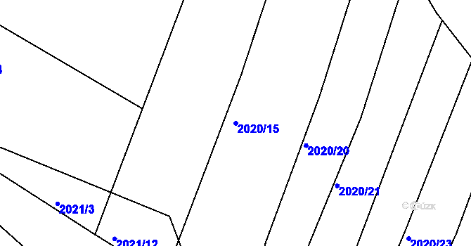 Parcela st. 2020/15 v KÚ Bylnice, Katastrální mapa