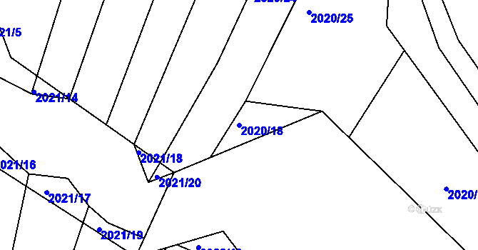 Parcela st. 2020/18 v KÚ Bylnice, Katastrální mapa