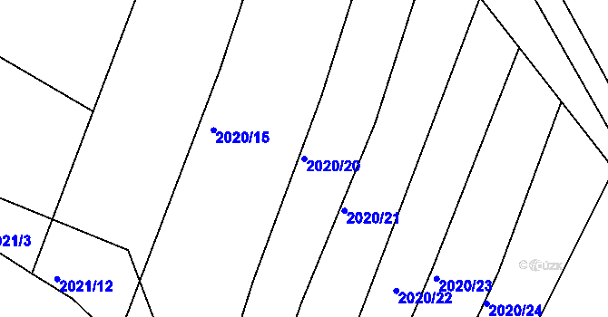 Parcela st. 2020/20 v KÚ Bylnice, Katastrální mapa