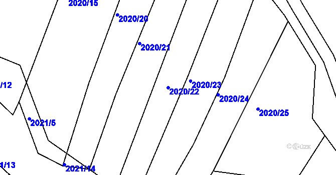 Parcela st. 2020/22 v KÚ Bylnice, Katastrální mapa