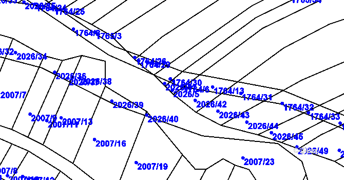 Parcela st. 2026/5 v KÚ Bylnice, Katastrální mapa