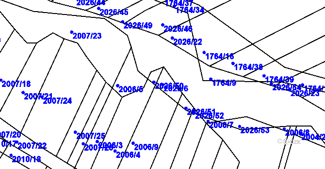 Parcela st. 2026/6 v KÚ Bylnice, Katastrální mapa