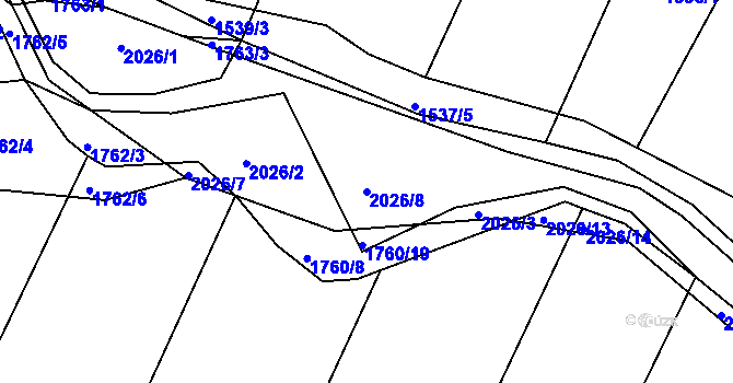 Parcela st. 2026/8 v KÚ Bylnice, Katastrální mapa