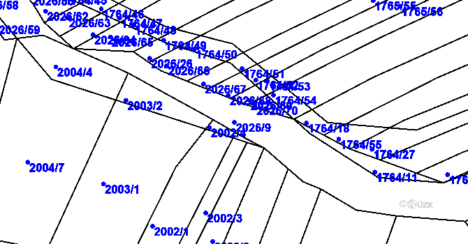 Parcela st. 2026/9 v KÚ Bylnice, Katastrální mapa