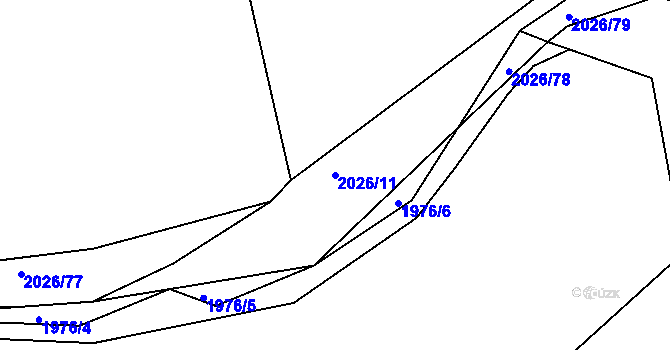 Parcela st. 2026/11 v KÚ Bylnice, Katastrální mapa