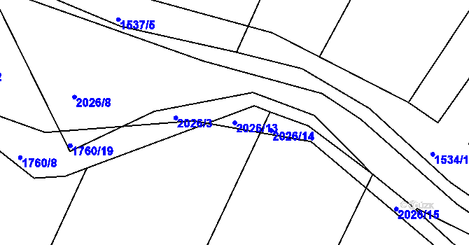 Parcela st. 2026/13 v KÚ Bylnice, Katastrální mapa