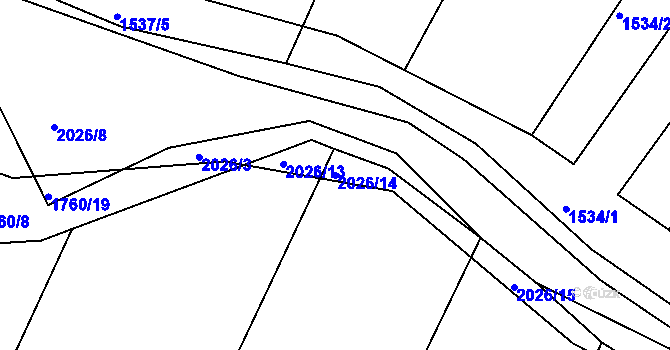 Parcela st. 2026/14 v KÚ Bylnice, Katastrální mapa