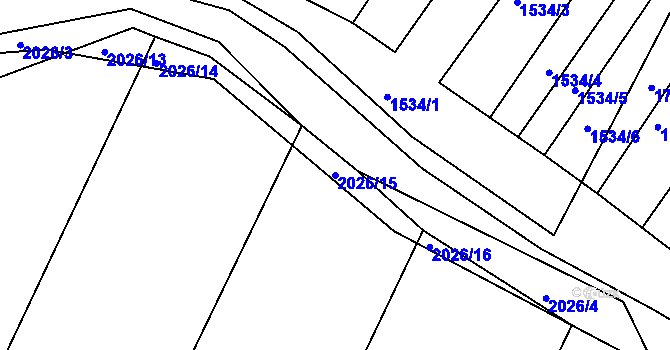 Parcela st. 2026/15 v KÚ Bylnice, Katastrální mapa
