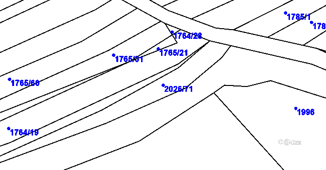 Parcela st. 2026/71 v KÚ Bylnice, Katastrální mapa