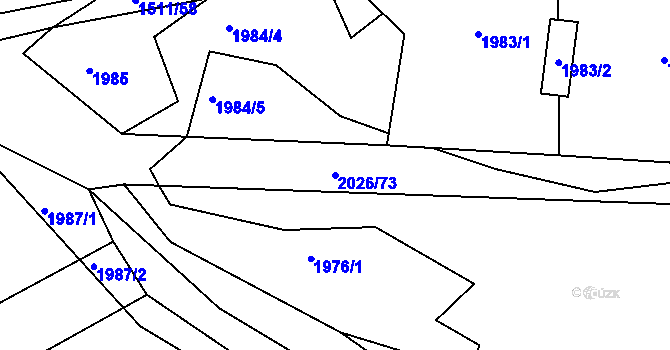 Parcela st. 2026/73 v KÚ Bylnice, Katastrální mapa