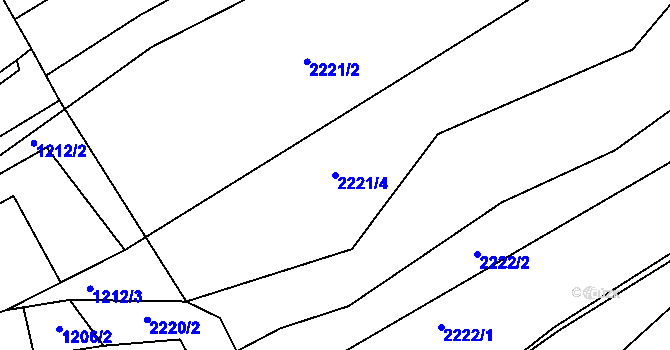 Parcela st. 2221/4 v KÚ Bylnice, Katastrální mapa