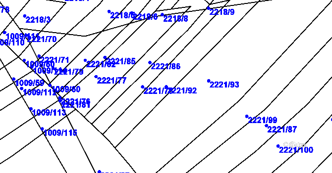 Parcela st. 2221/92 v KÚ Bylnice, Katastrální mapa