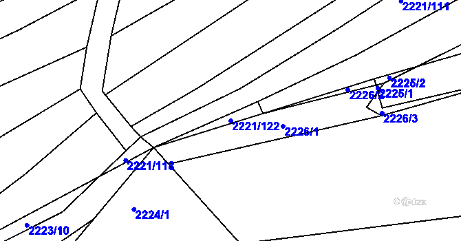 Parcela st. 2221/122 v KÚ Bylnice, Katastrální mapa