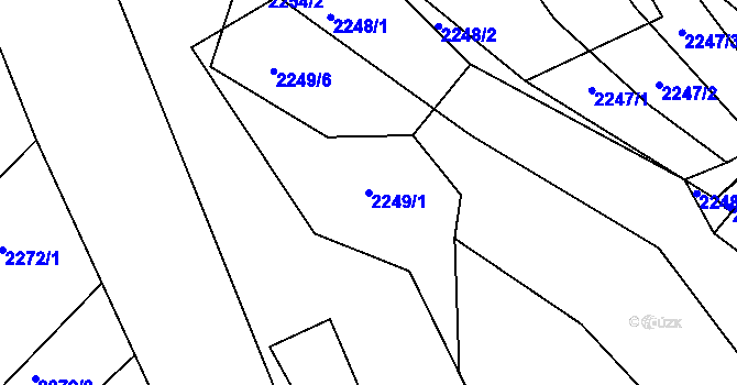 Parcela st. 2249/1 v KÚ Bylnice, Katastrální mapa