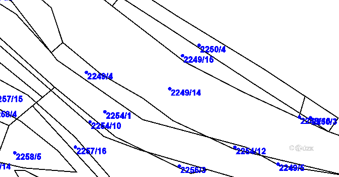 Parcela st. 2249/14 v KÚ Bylnice, Katastrální mapa