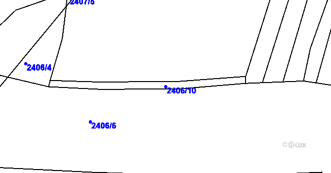 Parcela st. 2406/10 v KÚ Bylnice, Katastrální mapa