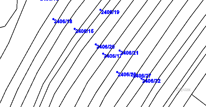 Parcela st. 2406/17 v KÚ Bylnice, Katastrální mapa