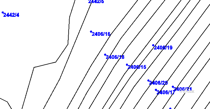 Parcela st. 2406/18 v KÚ Bylnice, Katastrální mapa
