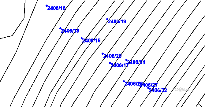Parcela st. 2406/20 v KÚ Bylnice, Katastrální mapa