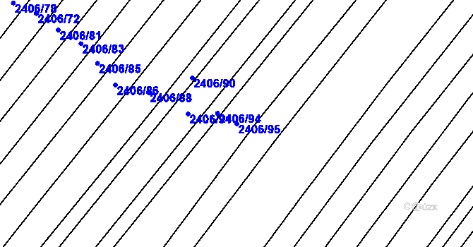 Parcela st. 2406/95 v KÚ Bylnice, Katastrální mapa