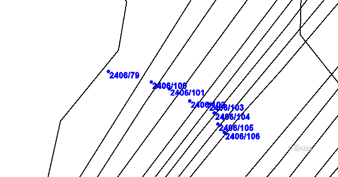 Parcela st. 2406/101 v KÚ Bylnice, Katastrální mapa