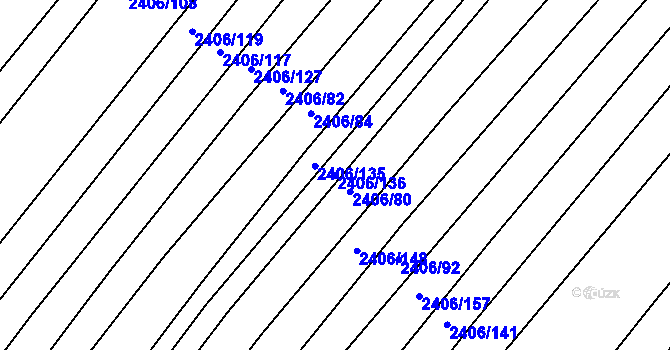 Parcela st. 2406/136 v KÚ Bylnice, Katastrální mapa