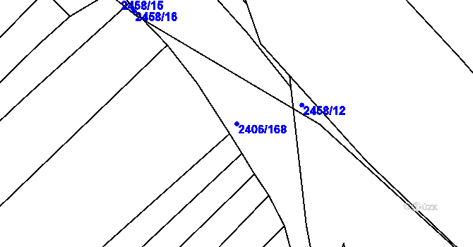 Parcela st. 2406/168 v KÚ Bylnice, Katastrální mapa