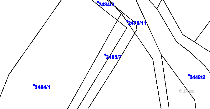 Parcela st. 2485/7 v KÚ Bylnice, Katastrální mapa