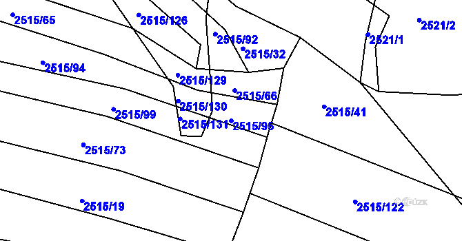 Parcela st. 2515/95 v KÚ Bylnice, Katastrální mapa
