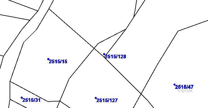 Parcela st. 2515/128 v KÚ Bylnice, Katastrální mapa