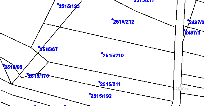 Parcela st. 2515/210 v KÚ Bylnice, Katastrální mapa