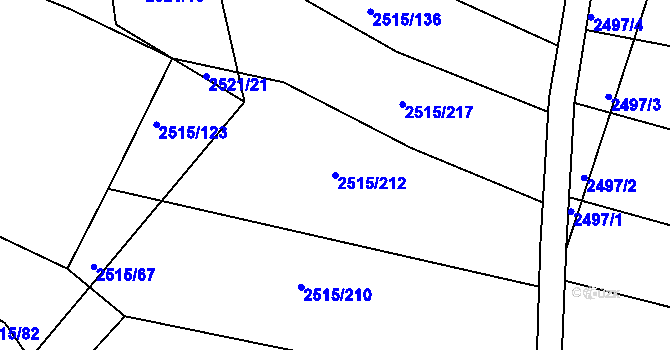 Parcela st. 2515/212 v KÚ Bylnice, Katastrální mapa