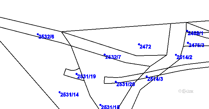 Parcela st. 2532/7 v KÚ Bylnice, Katastrální mapa