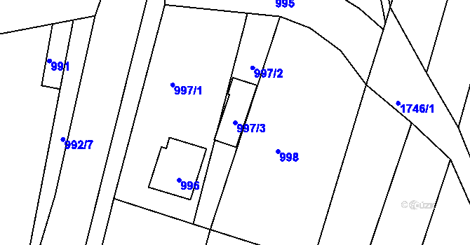 Parcela st. 997/3 v KÚ Bylnice, Katastrální mapa