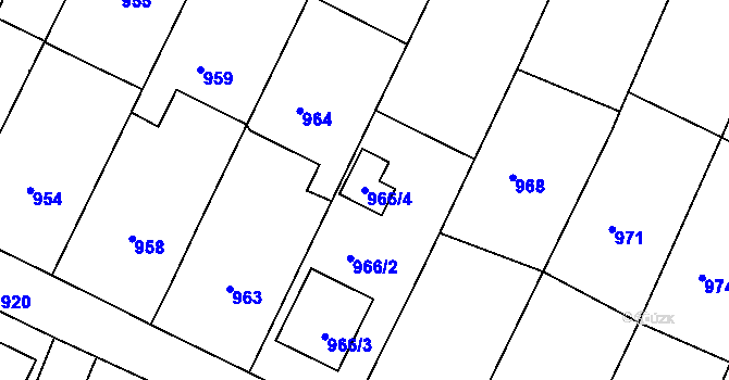 Parcela st. 966/4 v KÚ Bylnice, Katastrální mapa