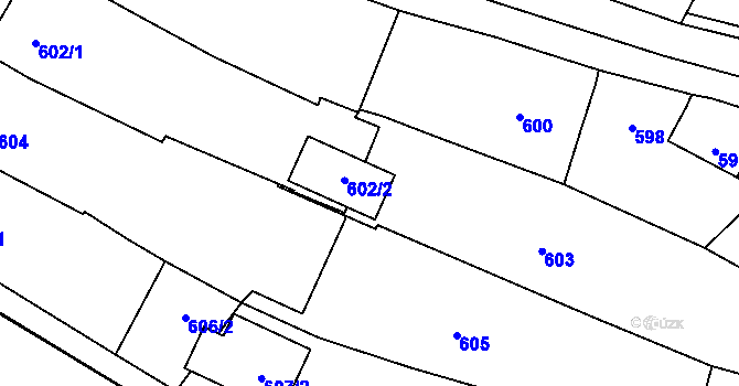 Parcela st. 602/3 v KÚ Bylnice, Katastrální mapa
