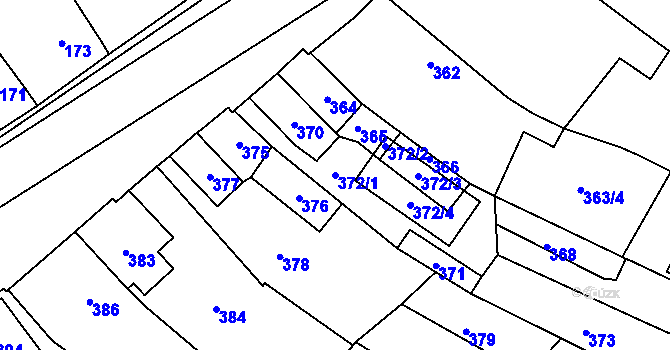 Parcela st. 372/1 v KÚ Bylnice, Katastrální mapa
