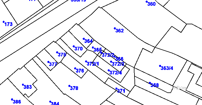 Parcela st. 372/2 v KÚ Bylnice, Katastrální mapa