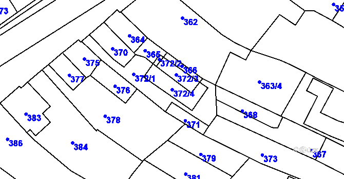 Parcela st. 372/4 v KÚ Bylnice, Katastrální mapa
