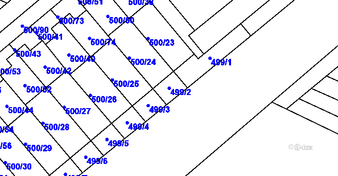 Parcela st. 499/2 v KÚ Bylnice, Katastrální mapa