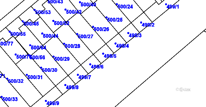 Parcela st. 499/5 v KÚ Bylnice, Katastrální mapa