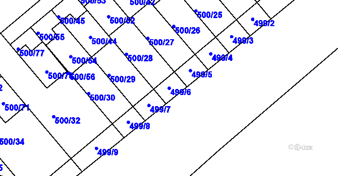 Parcela st. 499/6 v KÚ Bylnice, Katastrální mapa