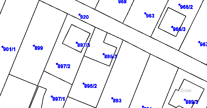 Parcela st. 895/3 v KÚ Bylnice, Katastrální mapa