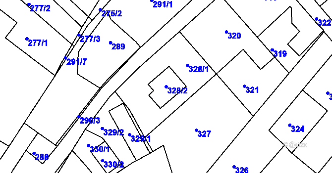 Parcela st. 328/2 v KÚ Bylnice, Katastrální mapa