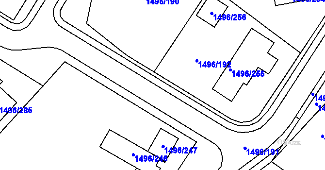 Parcela st. 1496/231 v KÚ Bylnice, Katastrální mapa