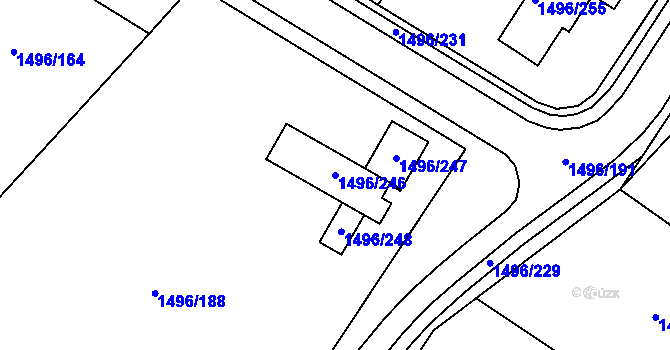 Parcela st. 1496/246 v KÚ Bylnice, Katastrální mapa