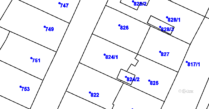 Parcela st. 824/1 v KÚ Bylnice, Katastrální mapa