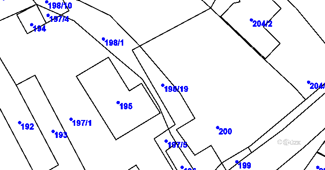 Parcela st. 198/19 v KÚ Bylnice, Katastrální mapa